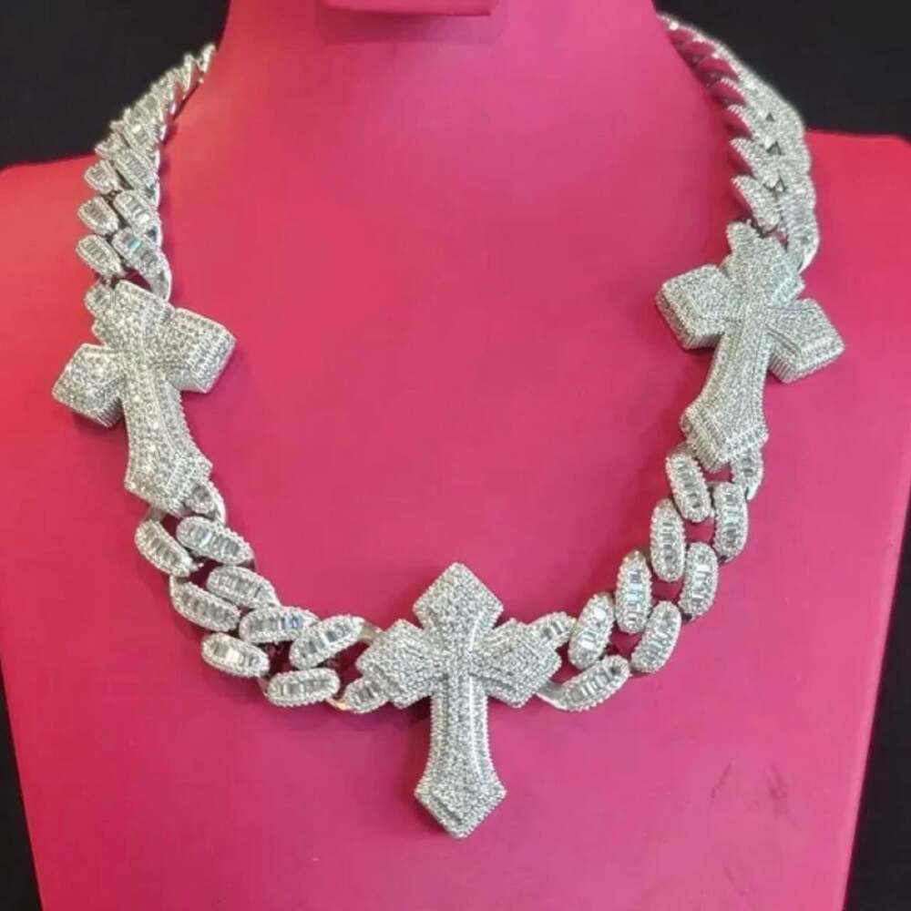 Silver Baguette Cross Necklace – 20 Inch - Picture 5 of 8